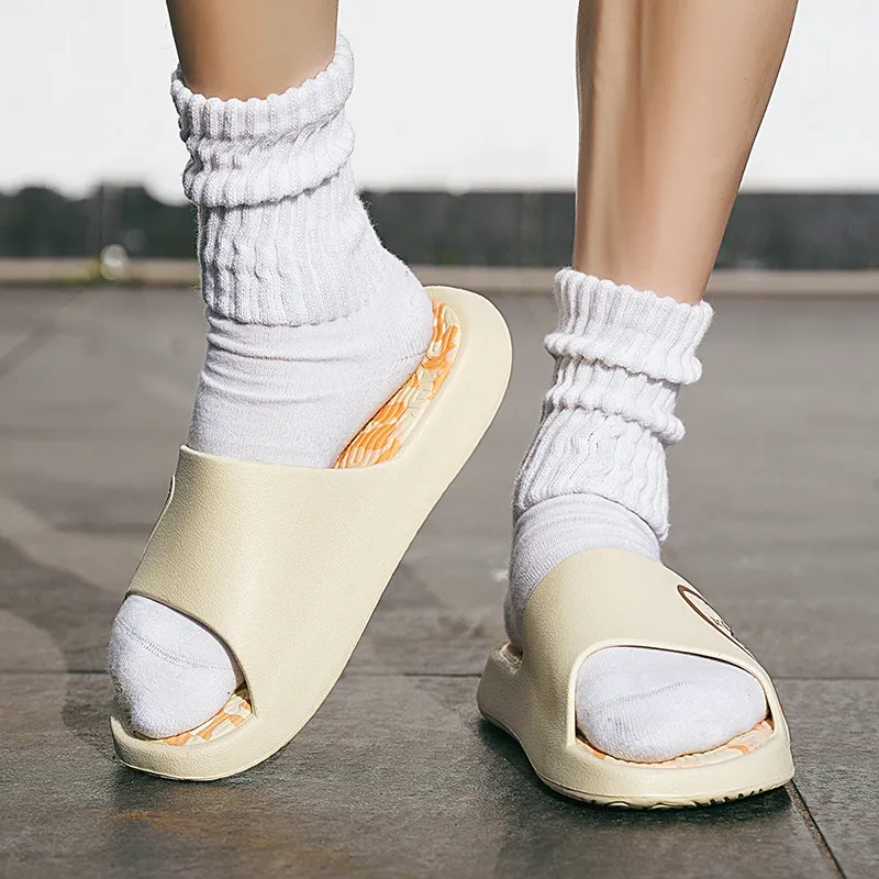 PEAK State Pole Guochuang Slippers EVA Quiet Slip Resistant Cushioning Slide Slippers Unisex Khaki Orange-4