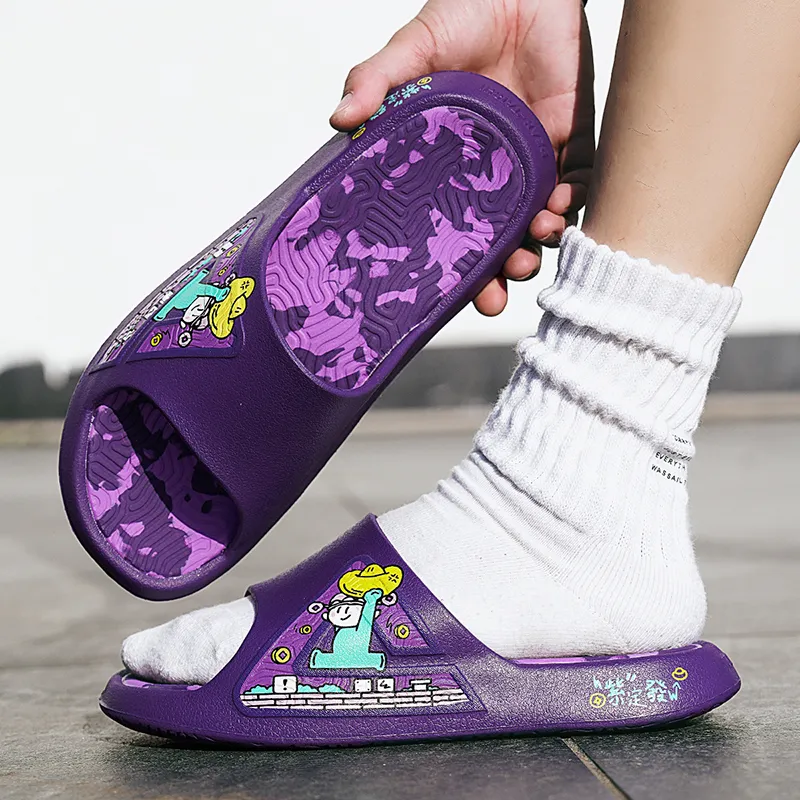 PEAK State Pole Guochuang Slippers EVA Cushioning, Slip Resistant, Quiet Slide Slippers Unisex Berry Purple-1