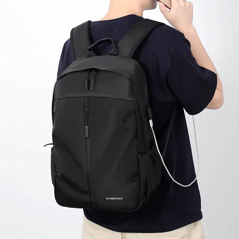 Victorian Traveler Durable Fabric Backpack Regular Unisex Black-6