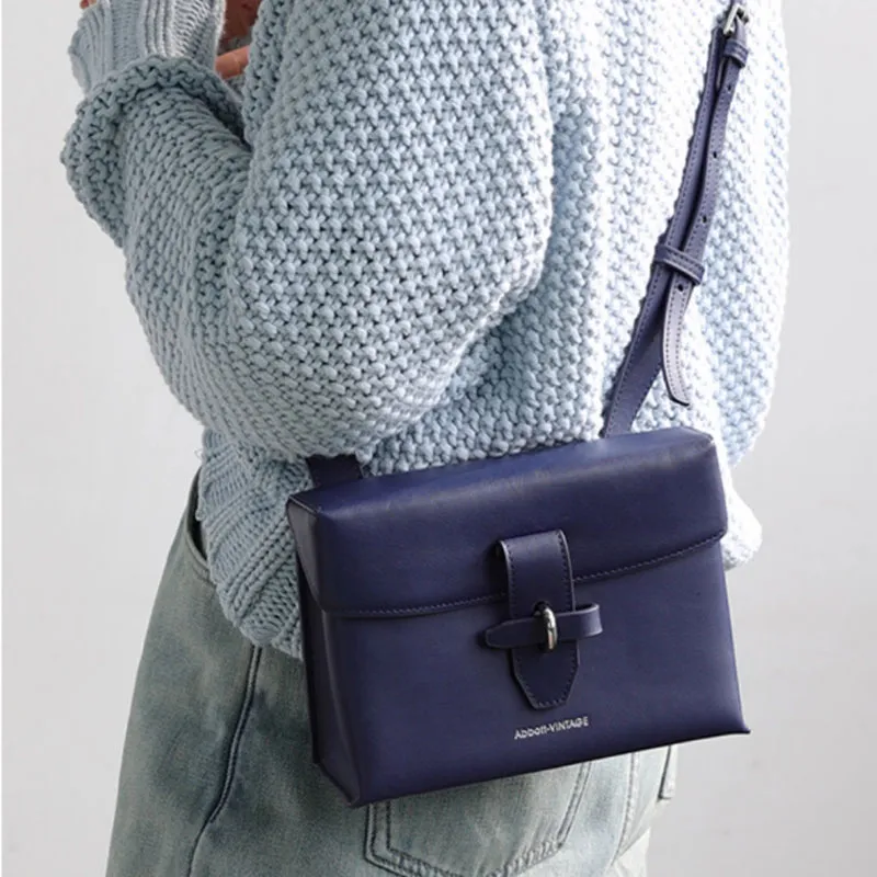 Abbott-VINTAGE Cow Leather Shoulder Bag Small Size Women's Brown/Blue/Green/Black-9