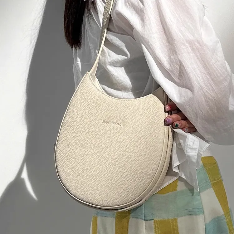 Abbott-VINTAGE Cow Leather Shoulder Bag Medium Size Women's White/Pink/Green-18
