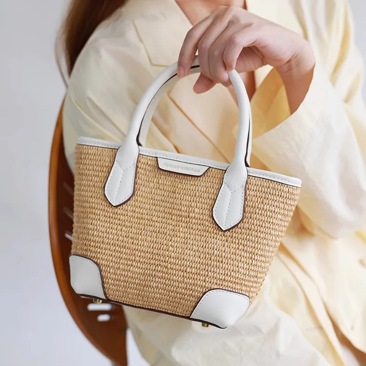Abbott-VINTAGE Cow Leather Shoulder Bag Small Size Women's White/Green-3
