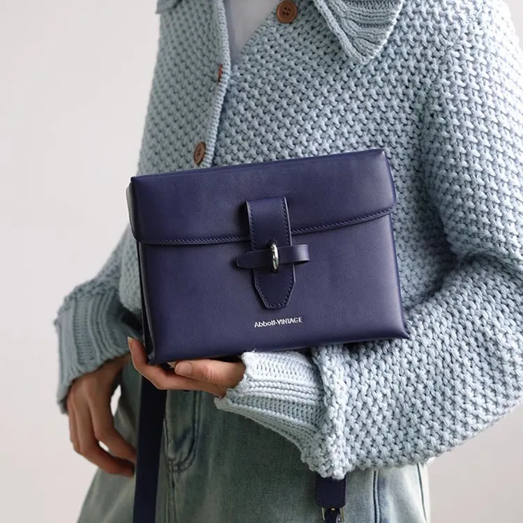 Abbott-VINTAGE Cow Leather Shoulder Bag Small Size Women's Brown/Blue/Green/Black-8