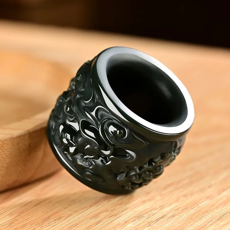 MY WORLD BEGINS AND ENDS WITH YOU Hetian Jade Rings Green Jade Men's-3