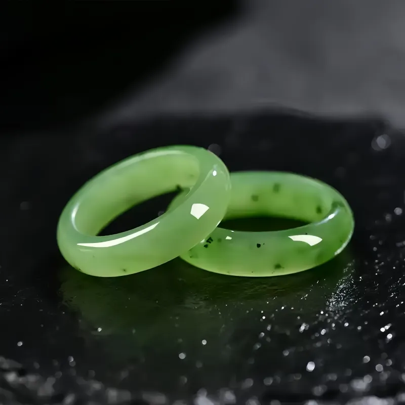 MY WORLD BEGINS AND ENDS WITH YOU Hetian Jade Rings Jasper Unisex-5