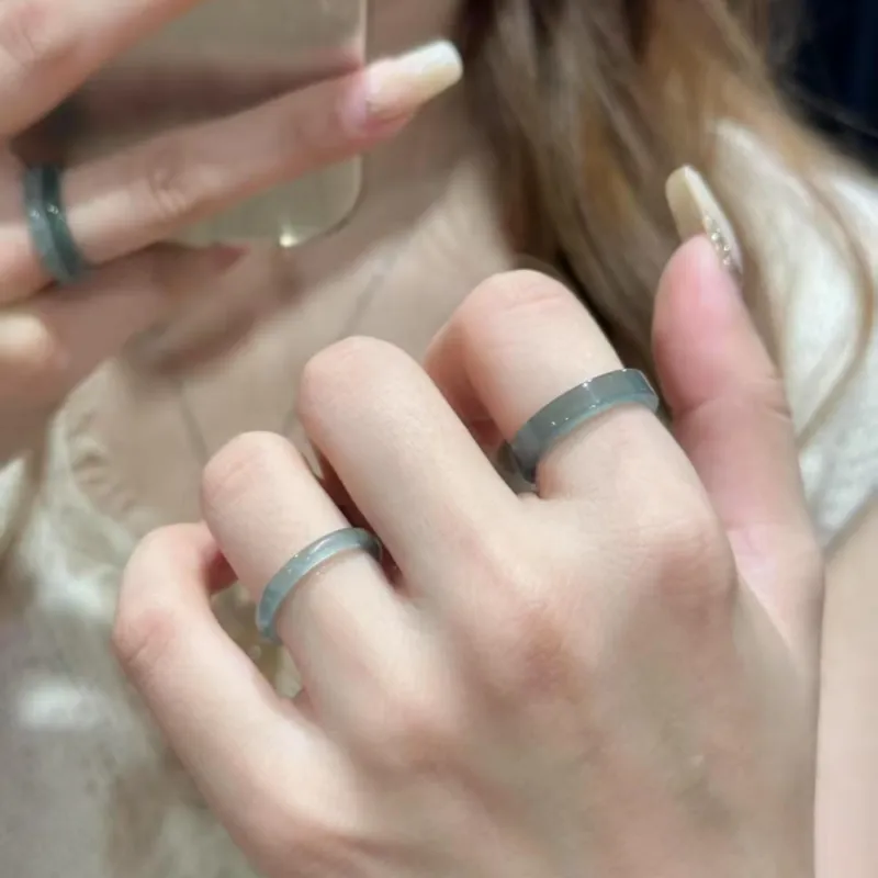 MY WORLD BEGINS AND ENDS WITH YOU Glutinous Jade Rings Unisex-1