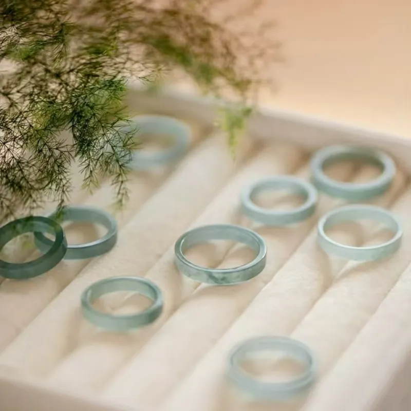 MY WORLD BEGINS AND ENDS WITH YOU Glutinous Jade Jadeite Rings Unisex-4