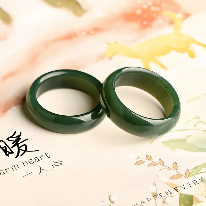 MY WORLD BEGINS AND ENDS WITH YOU Hetian Jade Rings Green Jade Unisex-4