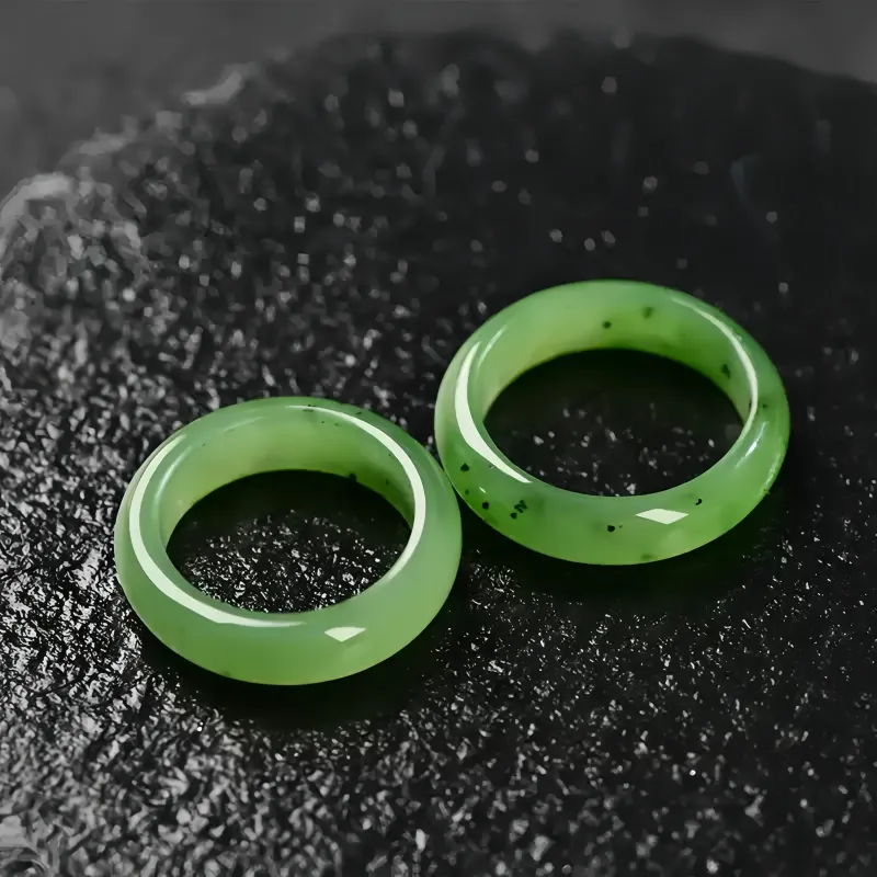MY WORLD BEGINS AND ENDS WITH YOU Hetian Jade Rings Jasper Unisex-4