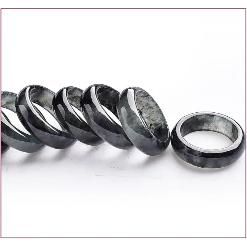 MY WORLD BEGINS AND ENDS WITH YOU Glutinous Jade Jadeite Rings Unisex-2