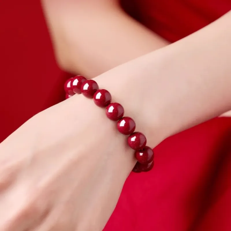 MY WORLD BEGINS AND ENDS WITH YOU Natural Cinnabar Bracelets Unisex-5