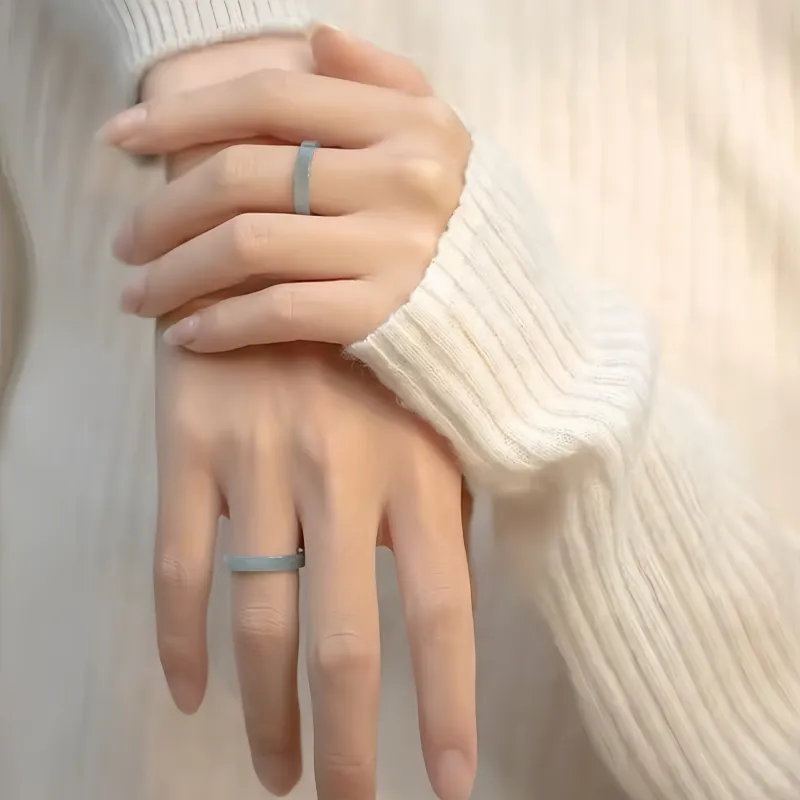 MY WORLD BEGINS AND ENDS WITH YOU Glutinous Jade Jadeite Rings Unisex-5