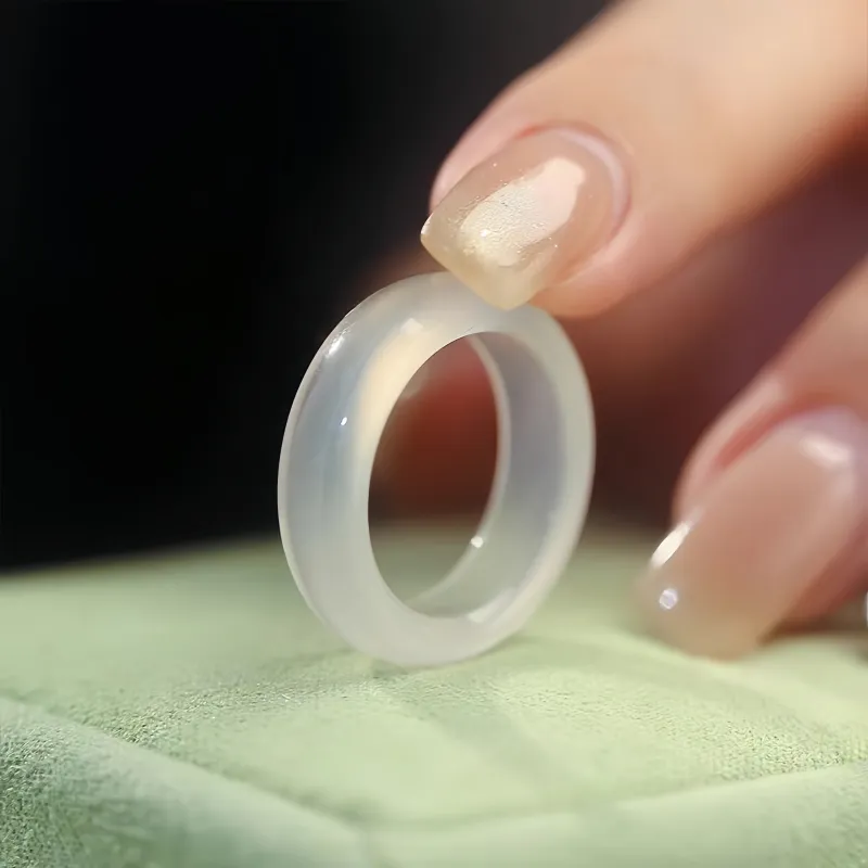 MY WORLD BEGINS AND ENDS WITH YOU Chalcedony Jade Rings Unisex-1