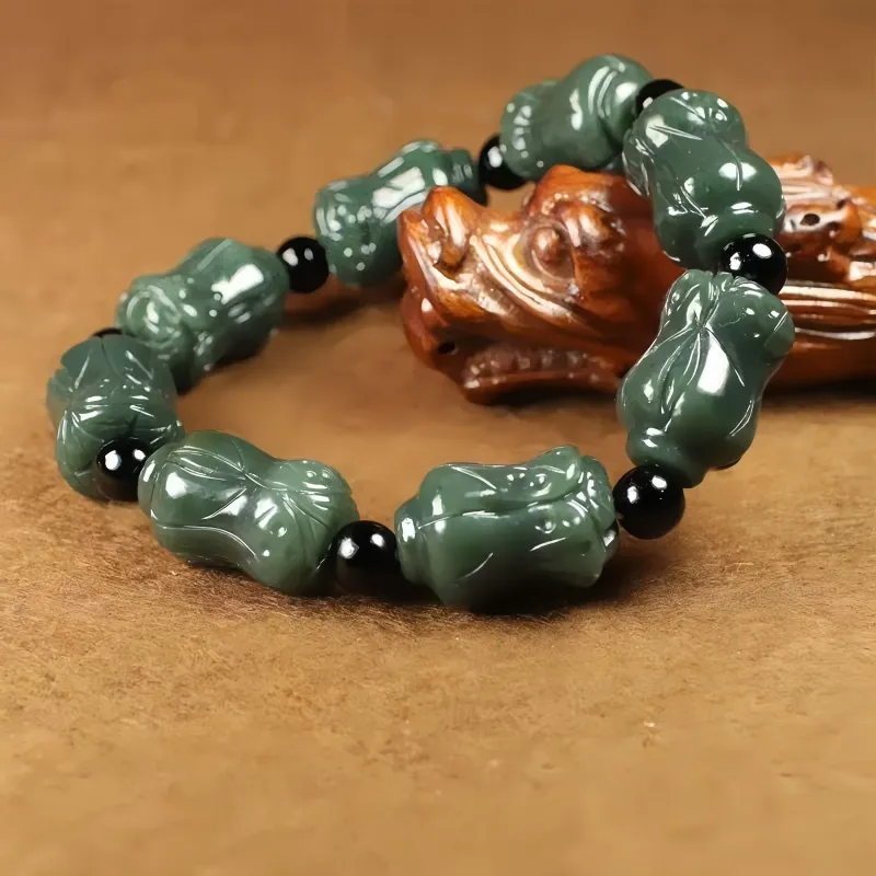 MY WORLD BEGINS AND ENDS WITH YOU Hetian Jade Bracelets Green Jade Men-1