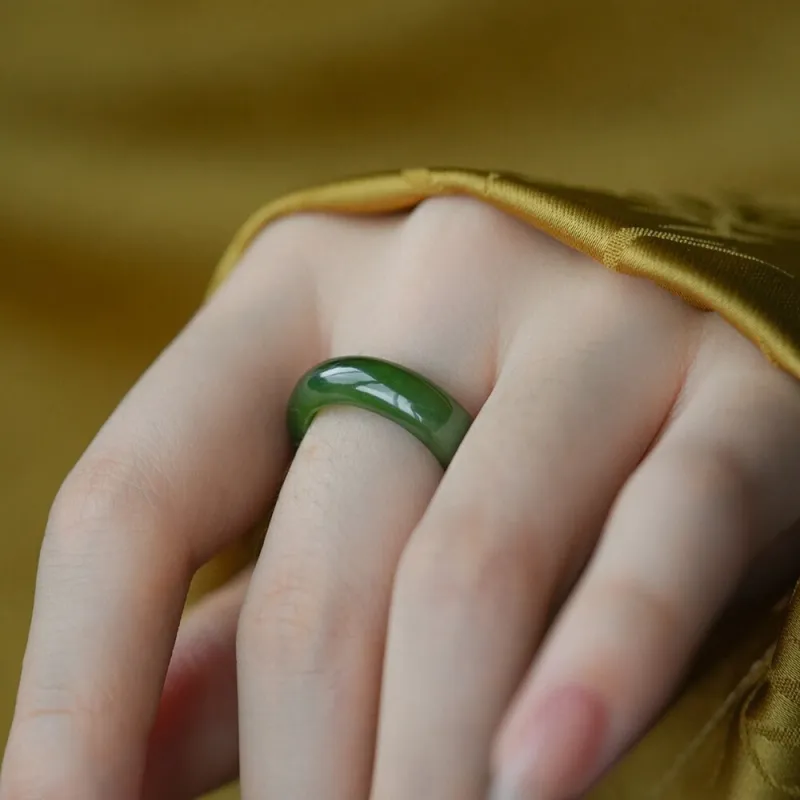 MY WORLD BEGINS AND ENDS WITH YOU Hetian Jade Rings Jasper Unisex-1