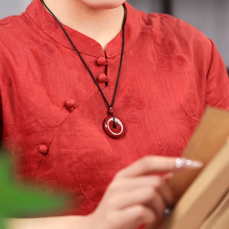 MY WORLD BEGINS AND ENDS WITH YOU Natural Cinnabar Pendants Unisex-9