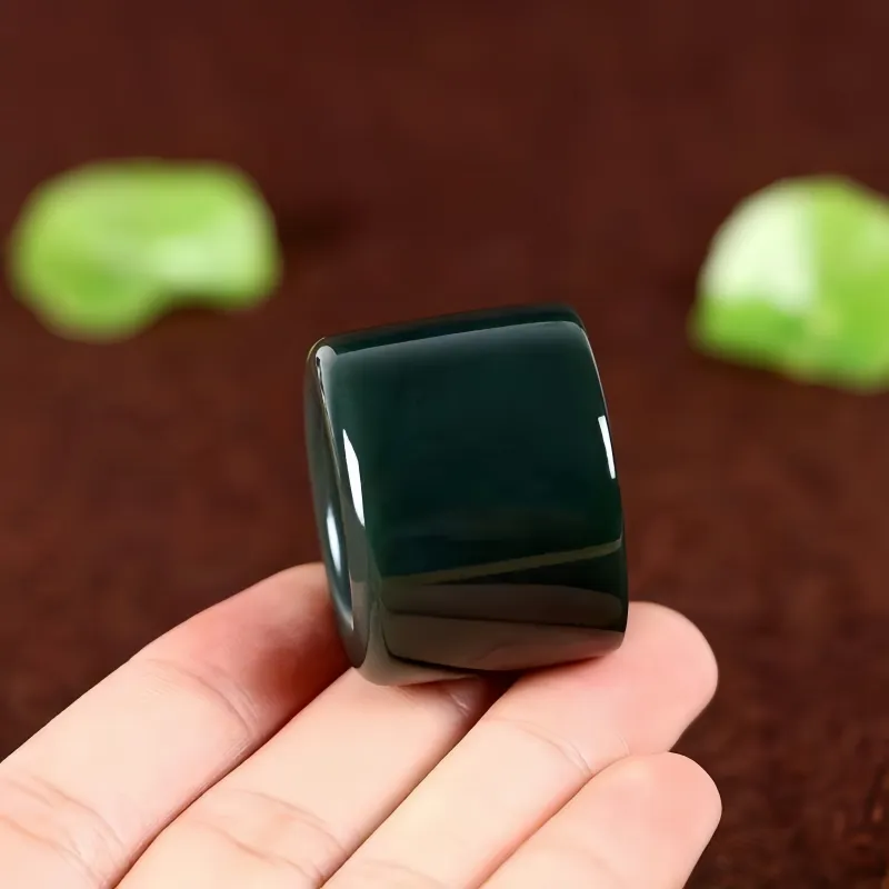 MY WORLD BEGINS AND ENDS WITH YOU Rings Green Jade Unisex-2