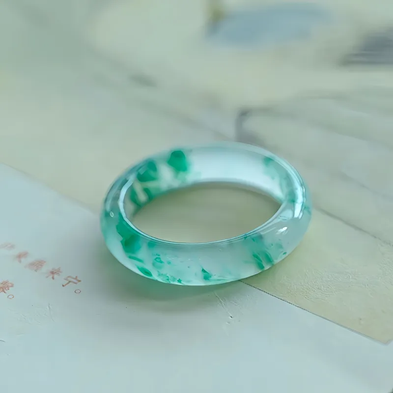 MY WORLD BEGINS AND ENDS WITH YOU Natural Dulong Jade Rings Unisex-2