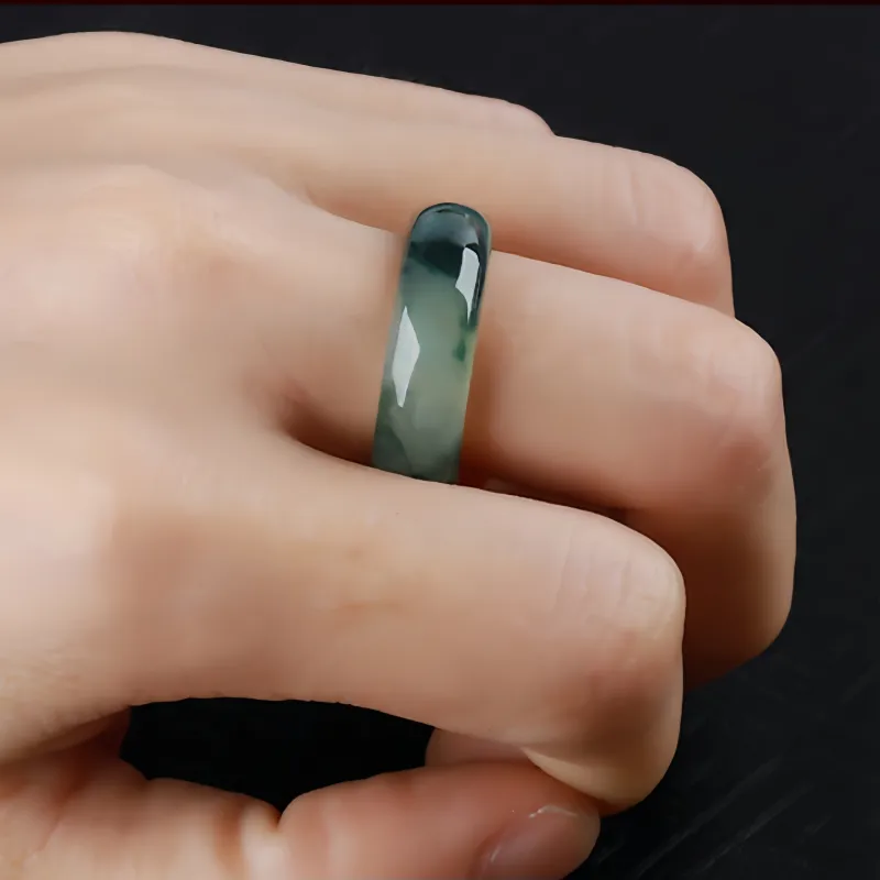 MY WORLD BEGINS AND ENDS WITH YOU Glutinous Jade Jadeite Rings Unisex-3