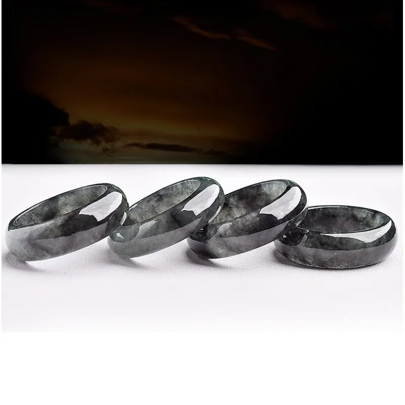 MY WORLD BEGINS AND ENDS WITH YOU Glutinous Jade Jadeite Rings Unisex-4