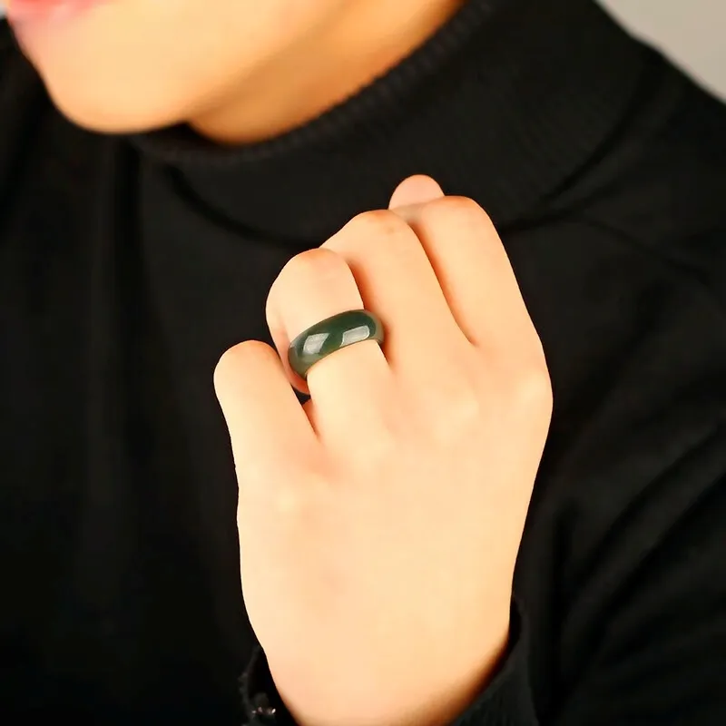 MY WORLD BEGINS AND ENDS WITH YOU Hetian Jade Rings Green Jade Unisex-1