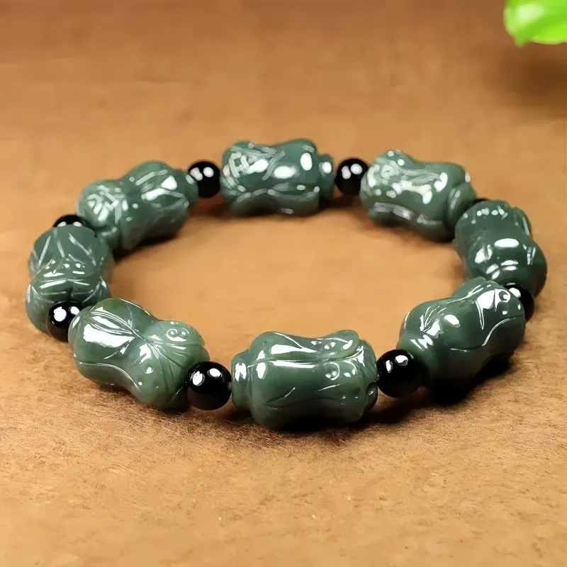 MY WORLD BEGINS AND ENDS WITH YOU Hetian Jade Bracelets Green Jade Men-4