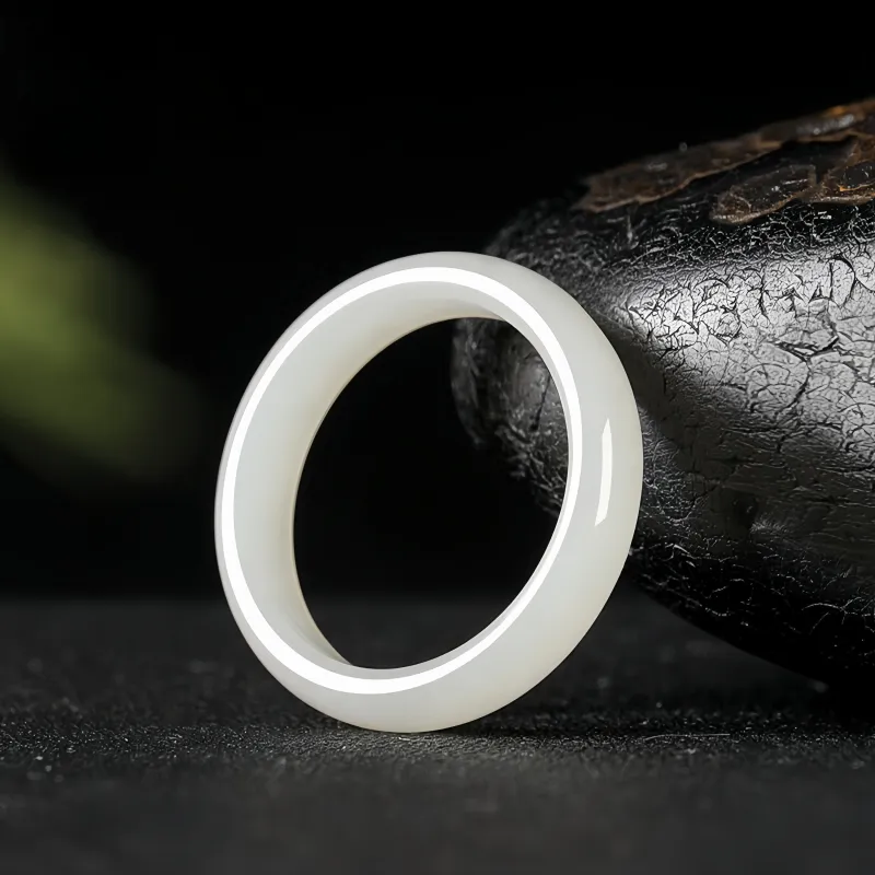 MY WORLD BEGINS AND ENDS WITH YOU Hetian Jade Rings White Jade/Pale Greenish White Jade Unisex-1