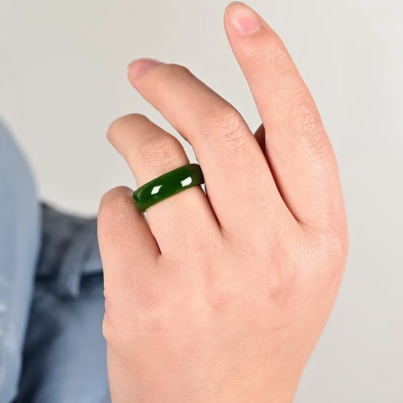 MY WORLD BEGINS AND ENDS WITH YOU Hetian Jade Rings Jasper Unisex-2