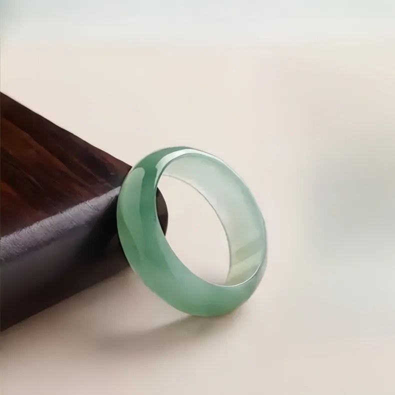 MY WORLD BEGINS AND ENDS WITH YOU Glutinous Jade Jadeite Rings Unisex-3