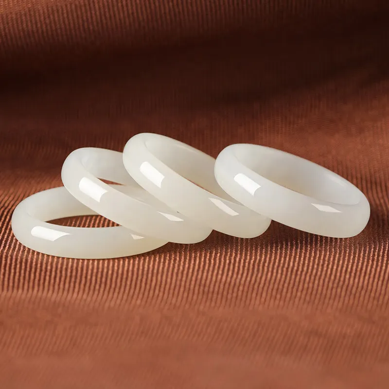 MY WORLD BEGINS AND ENDS WITH YOU Hetian Jade Rings White Jade/Pale Greenish White Jade Unisex-3