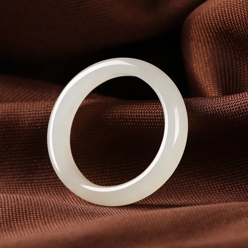 MY WORLD BEGINS AND ENDS WITH YOU Hetian Jade Rings White Jade/Pale Greenish White Jade Unisex-6