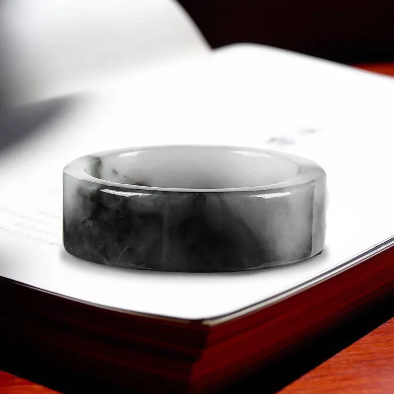 MY WORLD BEGINS AND ENDS WITH YOU Bean Type Jadeite Rings Unisex-5