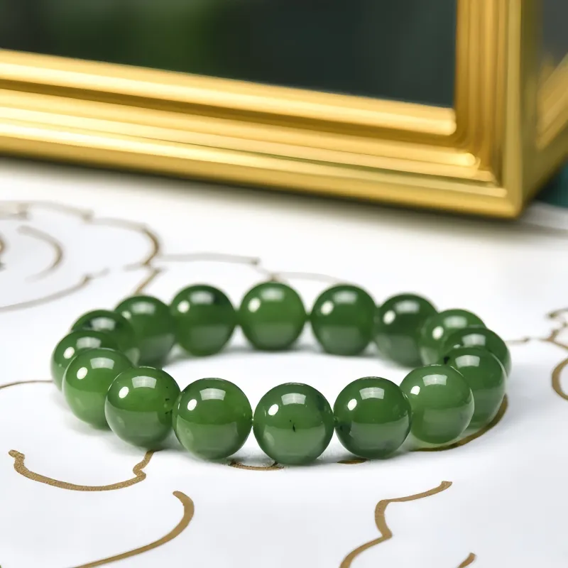 MY WORLD BEGINS AND ENDS WITH YOU Hetian Jade Bracelets Jasper Unisex-4
