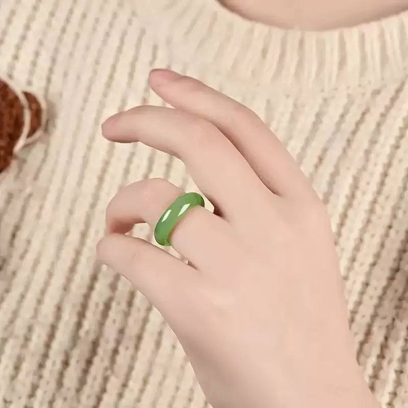 MY WORLD BEGINS AND ENDS WITH YOU Hetian Jade Rings Jasper Unisex-2