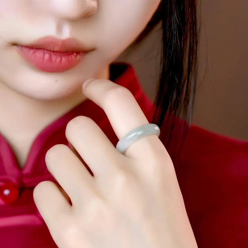 MY WORLD BEGINS AND ENDS WITH YOU Glutinous Jade Jadeite Rings Unisex-1