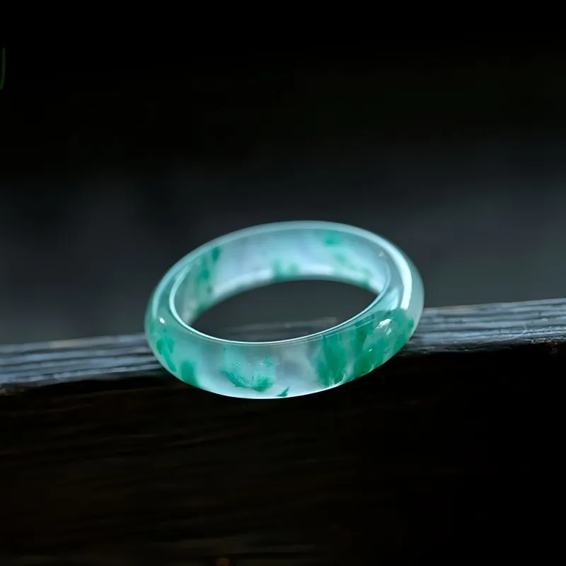 MY WORLD BEGINS AND ENDS WITH YOU Natural Dulong Jade Rings Unisex-5