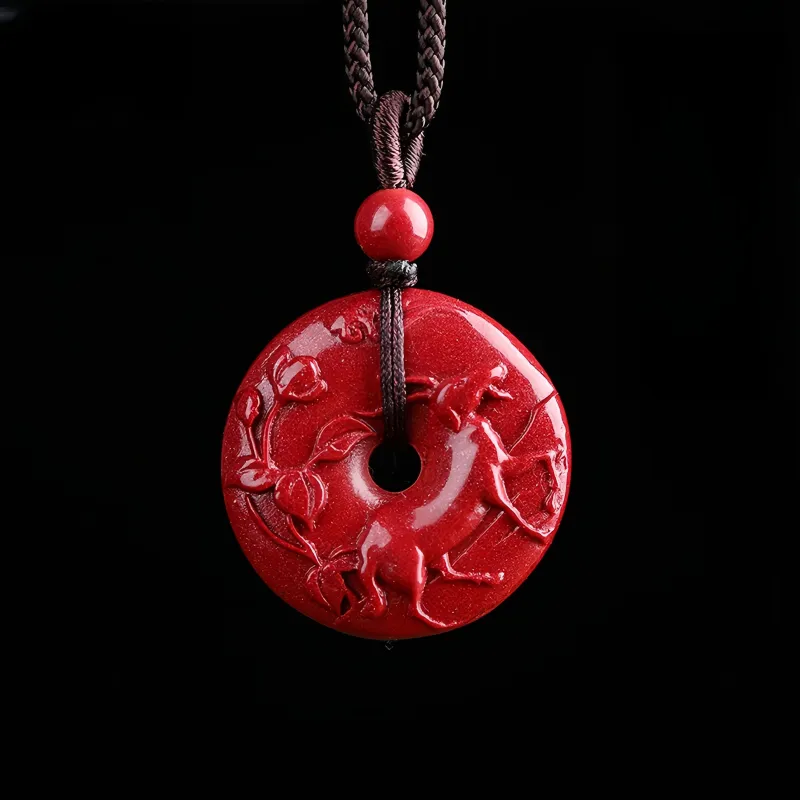MY WORLD BEGINS AND ENDS WITH YOU Reconstructed Cinnabar Necklaces Unisex-17