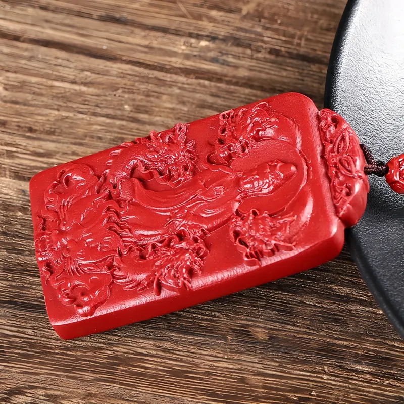 MY WORLD BEGINS AND ENDS WITH YOU Reconstructed Cinnabar Necklaces Unisex-3