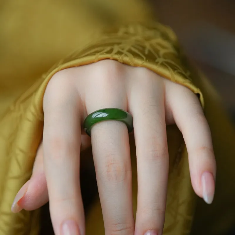 MY WORLD BEGINS AND ENDS WITH YOU Hetian Jade Rings Jasper Unisex-2