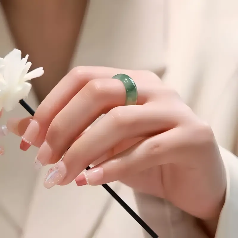 MY WORLD BEGINS AND ENDS WITH YOU Glutinous Jade Jadeite Rings Unisex-2