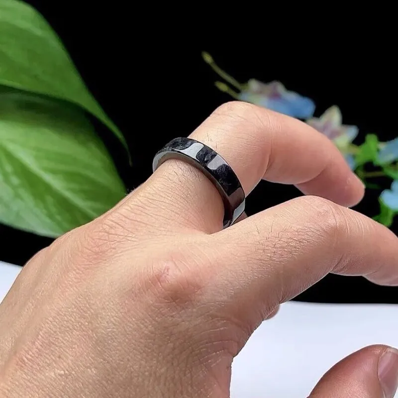 MY WORLD BEGINS AND ENDS WITH YOU Bean Type Jadeite Rings Unisex-4