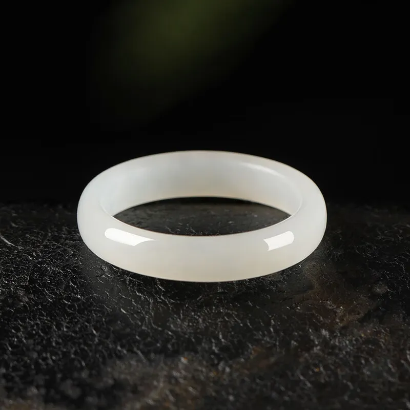 MY WORLD BEGINS AND ENDS WITH YOU Hetian Jade Rings White Jade/Pale Greenish White Jade Unisex-5