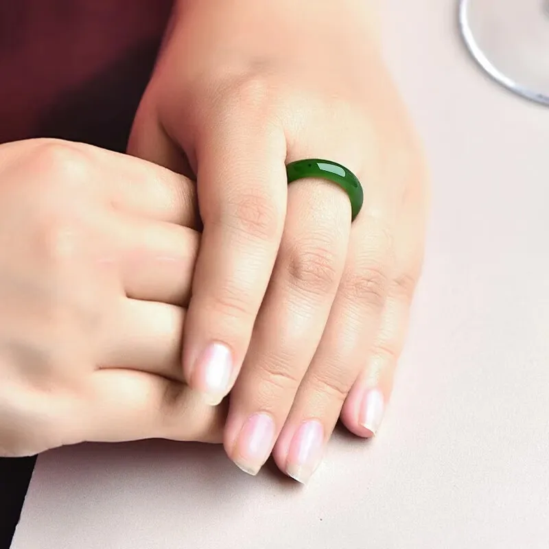 MY WORLD BEGINS AND ENDS WITH YOU Hetian Jade Rings Jasper Unisex-3