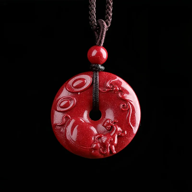 MY WORLD BEGINS AND ENDS WITH YOU Reconstructed Cinnabar Necklaces Unisex-5