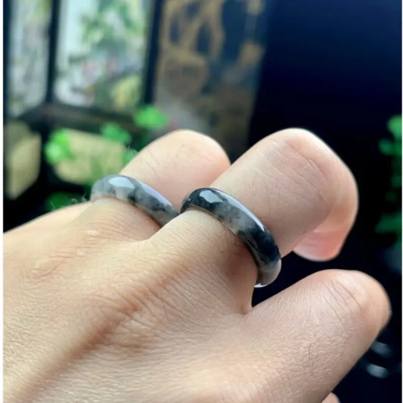MY WORLD BEGINS AND ENDS WITH YOU Glutinous Jade Jadeite Rings Unisex-2