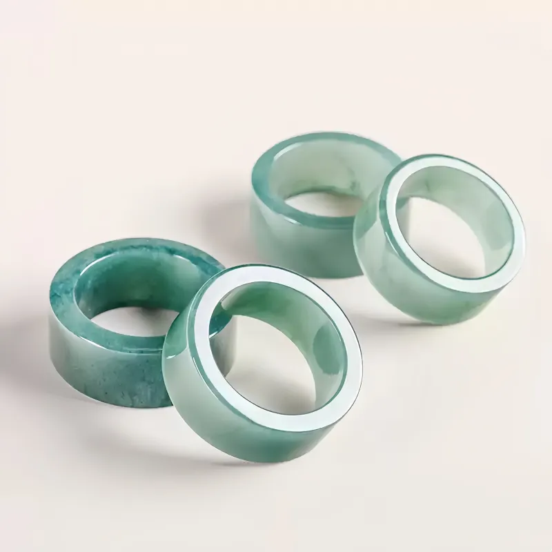 MY WORLD BEGINS AND ENDS WITH YOU Bean Type Jadeite Rings Unisex-3