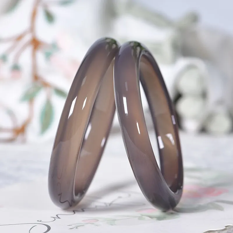 MY WORLD BEGINS AND ENDS WITH YOU Natural Chalcedony Bangles Women's-3
