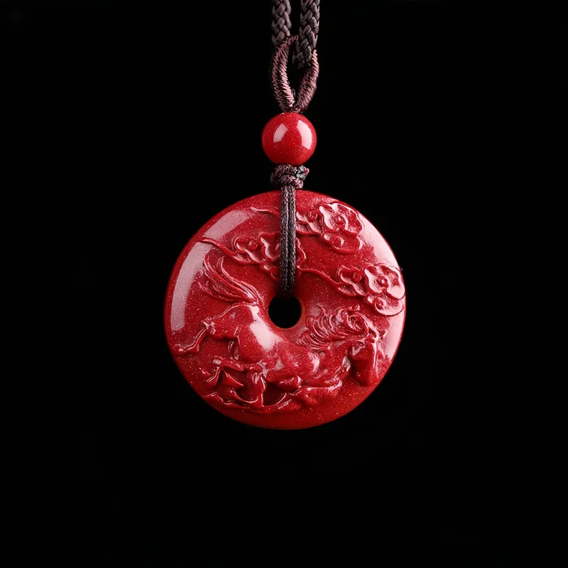 MY WORLD BEGINS AND ENDS WITH YOU Reconstructed Cinnabar Necklaces Unisex-15