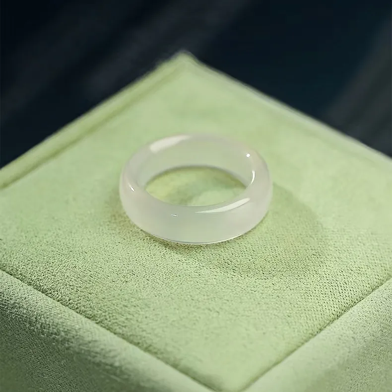 MY WORLD BEGINS AND ENDS WITH YOU Chalcedony Jade Rings Unisex-5