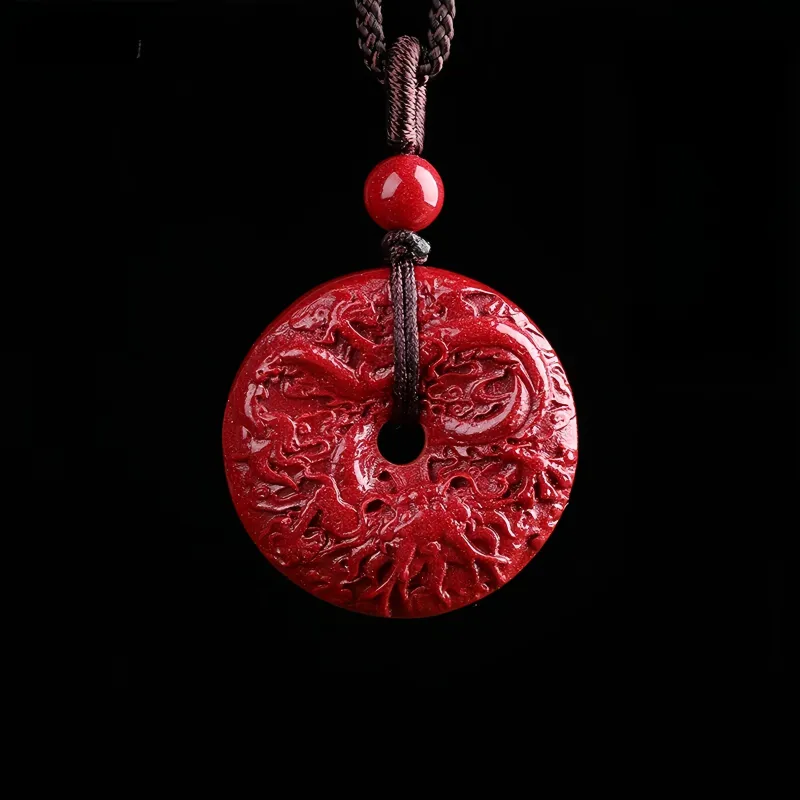 MY WORLD BEGINS AND ENDS WITH YOU Reconstructed Cinnabar Necklaces Unisex-11